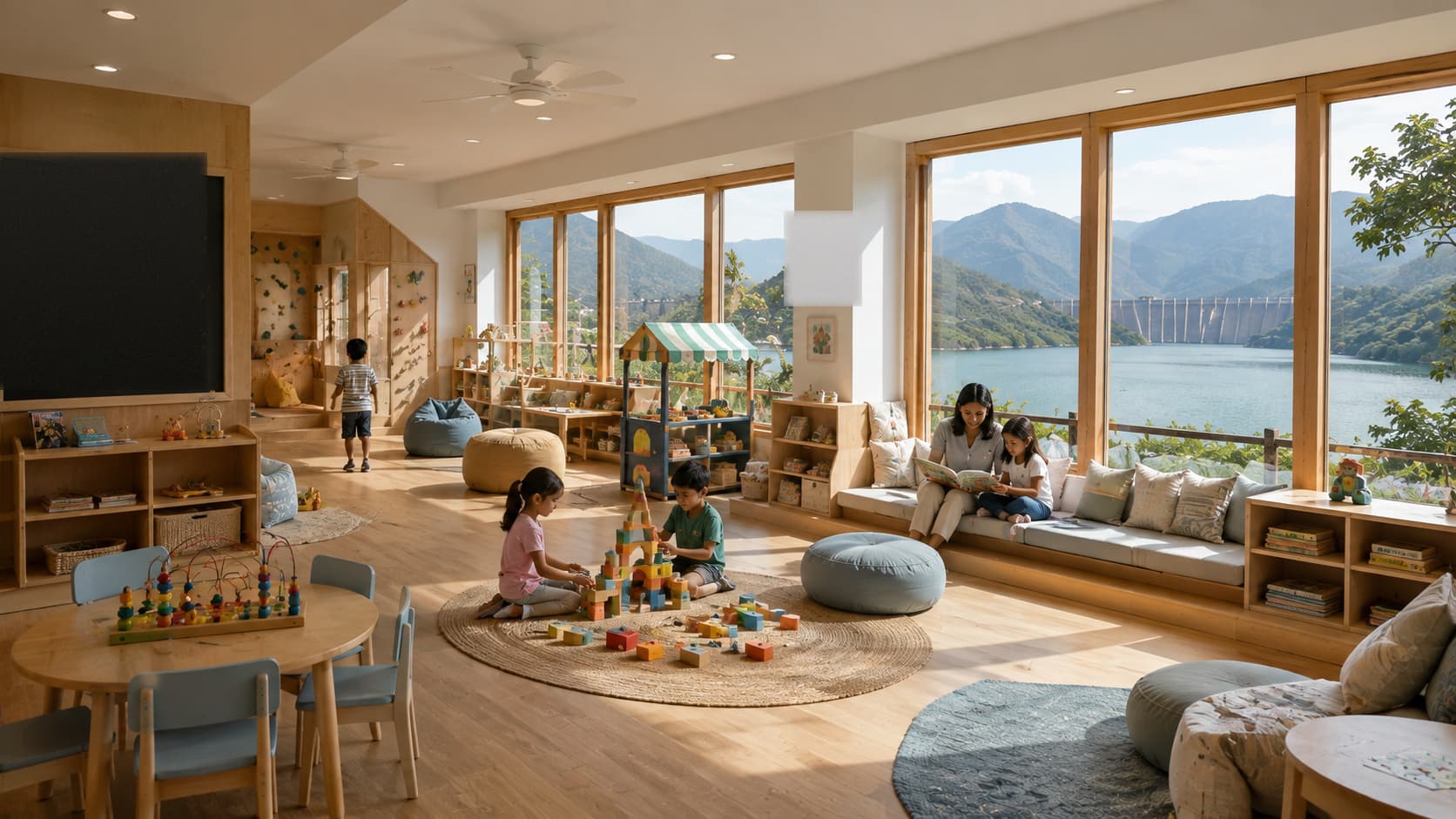 Kids play area overlooking the valley
